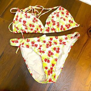No Boundaries y2k Lemon Flower print bikini M/L